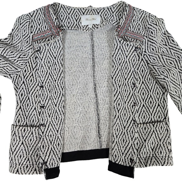 Miss Me Geometric Diamond Fringe Cropped Jacket Cardigan Sweater Women Size M - Picture 3 of 8
